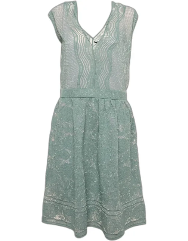 Patterned Lurex Knit Short Dress