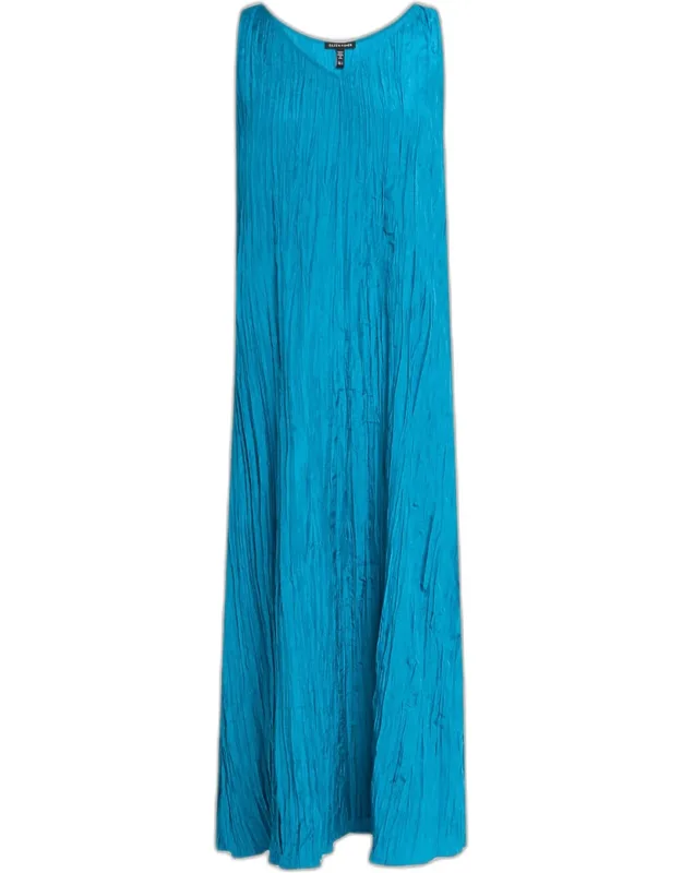 Crinkled Silk Midi Dress