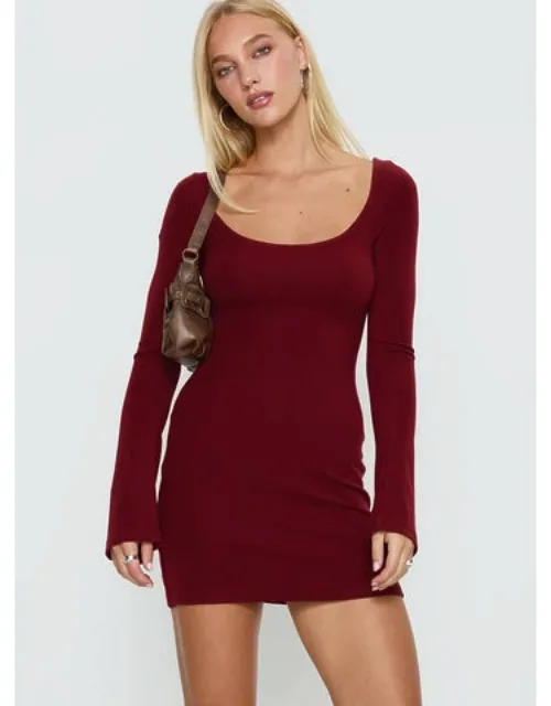 Reversible Knit Long Sleeve Mini Dress