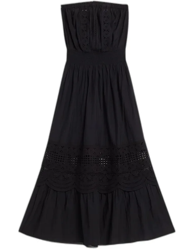 Cambridge Strapless Maxi Dress With Lace Inset And Thigh-high Slits