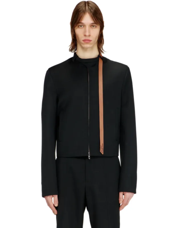 Tailored Jacket With Biker Neck Strap
