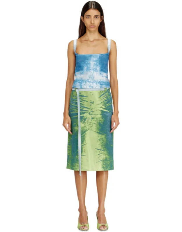 Open-back Apron Dress In Satin Denim