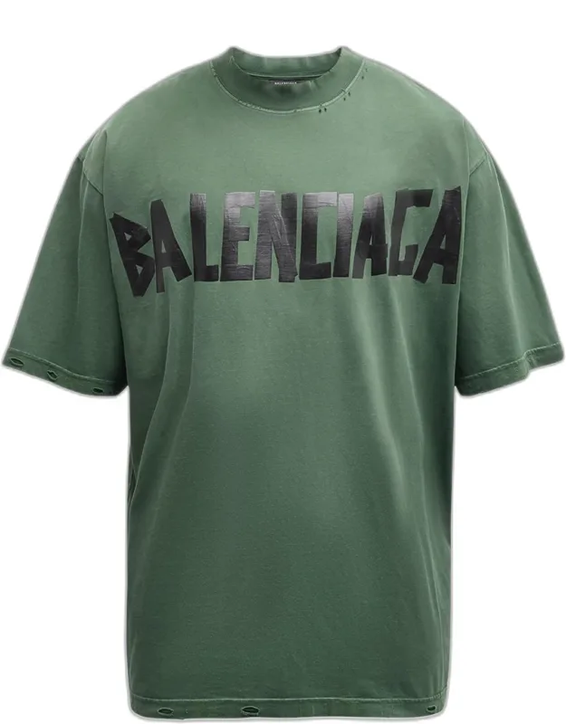 Taped-logo Distressed T-shirt
