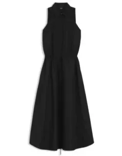 Drawcord-waist Dress In Cotton Poplin