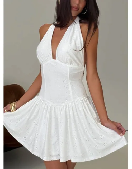Imojen Halter Mini Dress With Plunge Neckline And Gathered Skirt