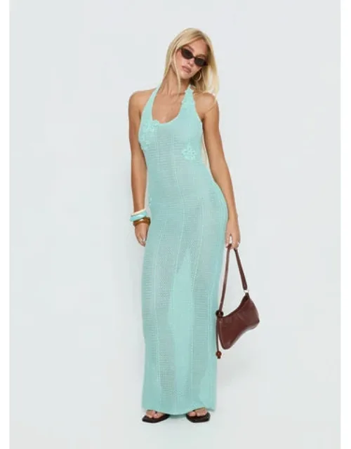 Nalanie Halter Crochet Maxi Dress