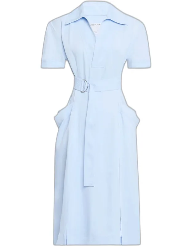 Belted Fine Twill Midi Shirtdress