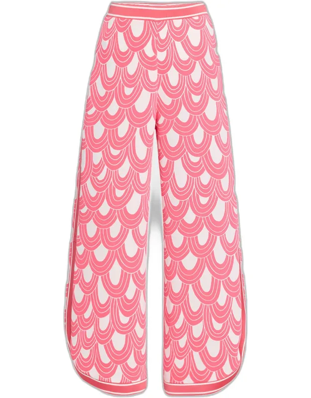 Cropped Scallop-print Pants