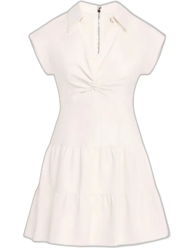 Mila Vegan Leather Twist-front Mini Dress
