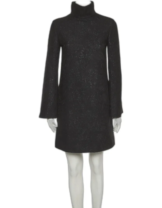Tweed Mock Neck Mini Dress
