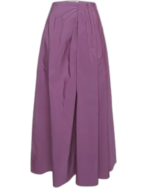 Cotton Blend Flared Maxi Skirt