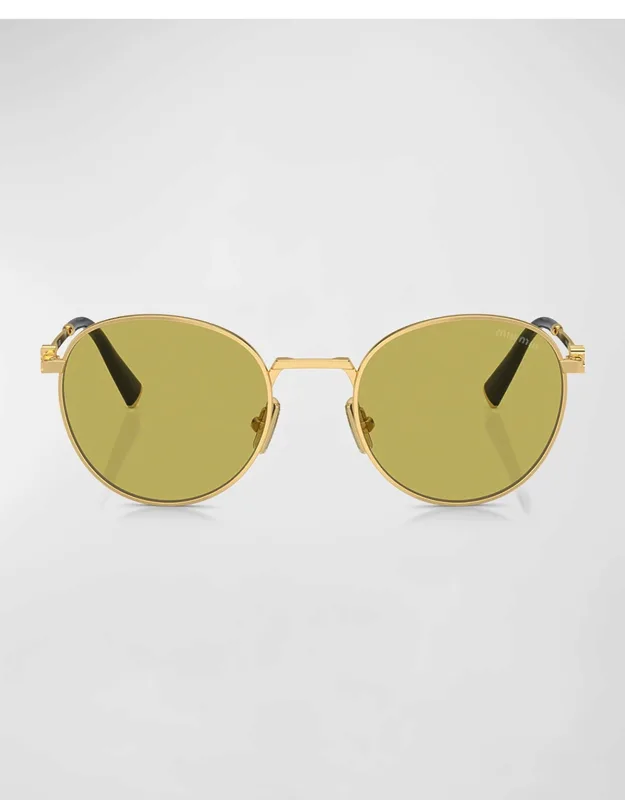 Logo Metal Round Sunglasses