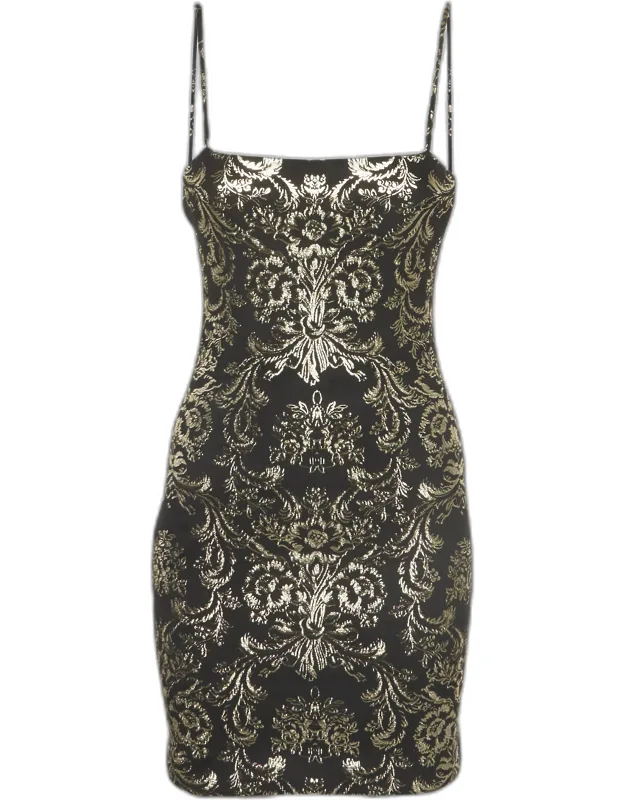 Floral Foil Print Mini Dress