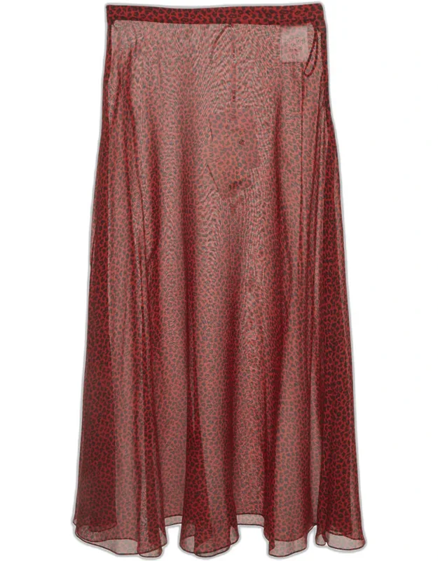 Leopard Print Silk Flared Midi Skirt