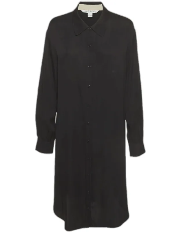 Silk Blend Long Sleeve Shirt Dress