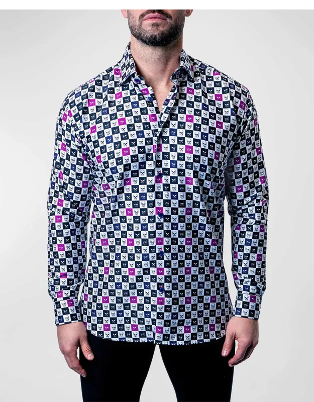 Fibonacci Skull Squares Dress Shirt