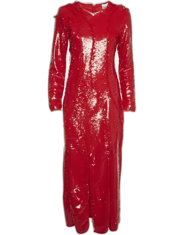 Sequined Cutline Maxi Dress