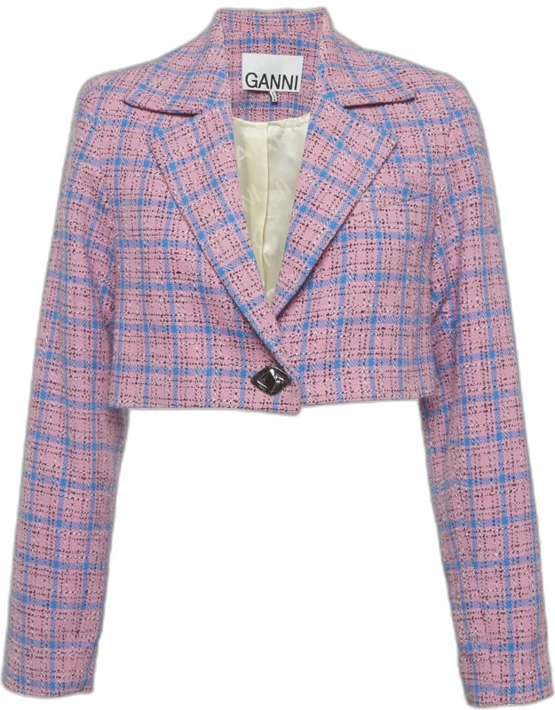 Tweed Check Cropped Blazer