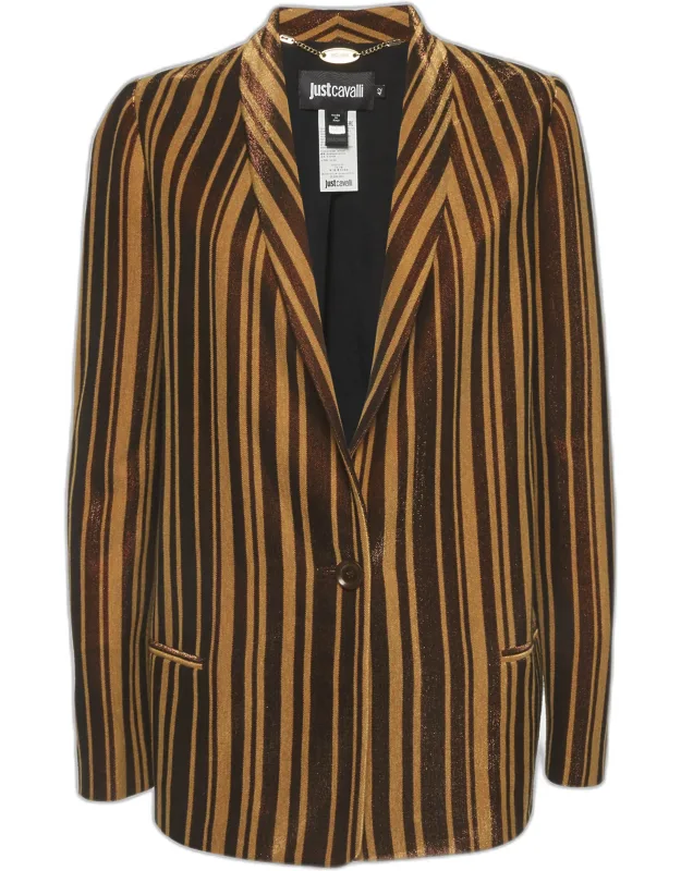 Striped Metallic Blend Regular Blazer