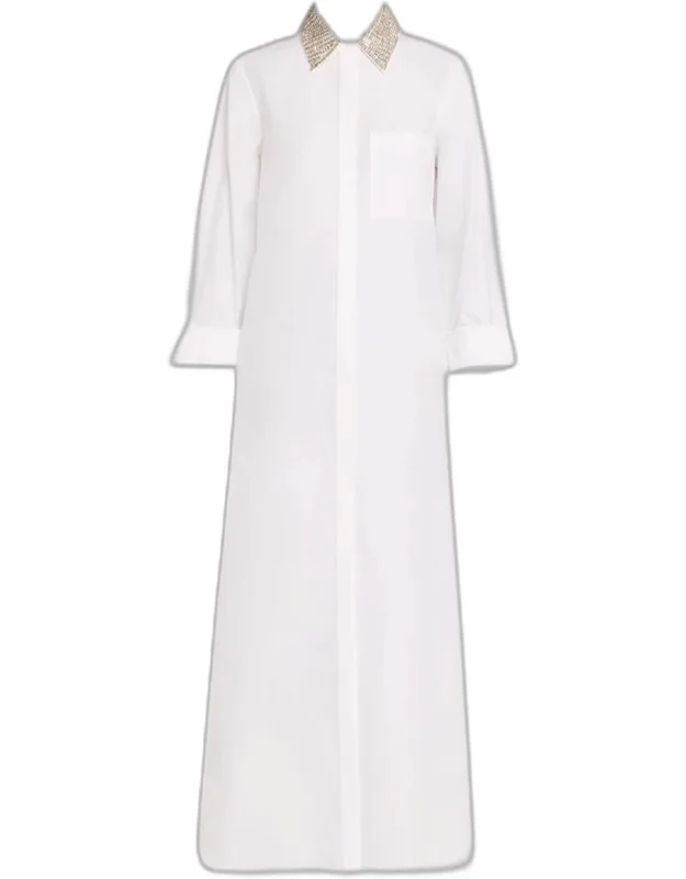 Gown Maxi Shirtdress With Crystal Collar