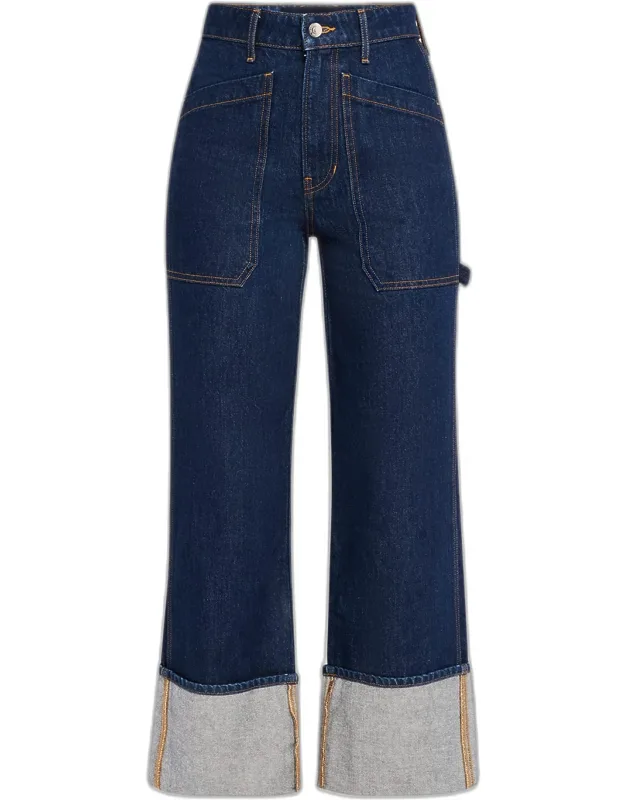 High-rise Straight Cuffed Jeans
