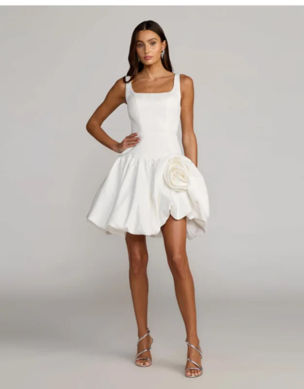 Sleeveless Satin Bubble Hem Mini Dress