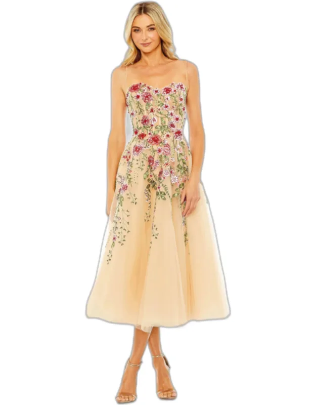 Embroidered Floral A-line Dress