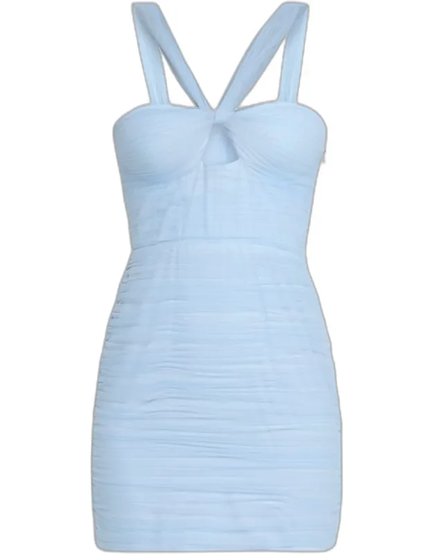 Cutout Pleated Tulle Mini Dress