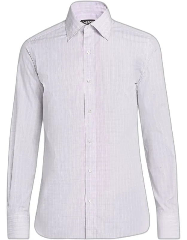 Cotton Poplin Check Slim Fit Dress Shirt