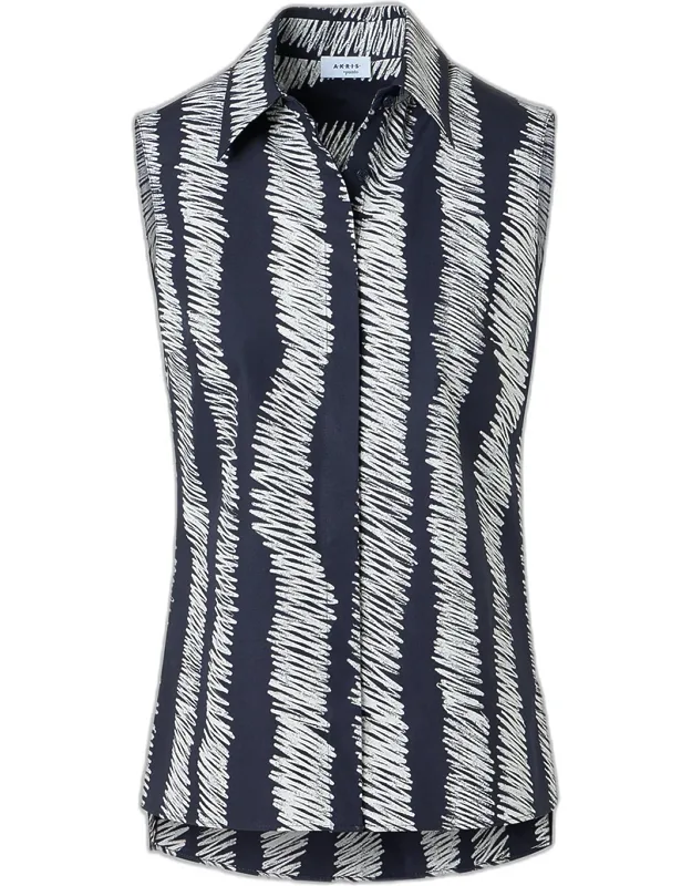 Scribble-print Cotton Sleeveless Tunic