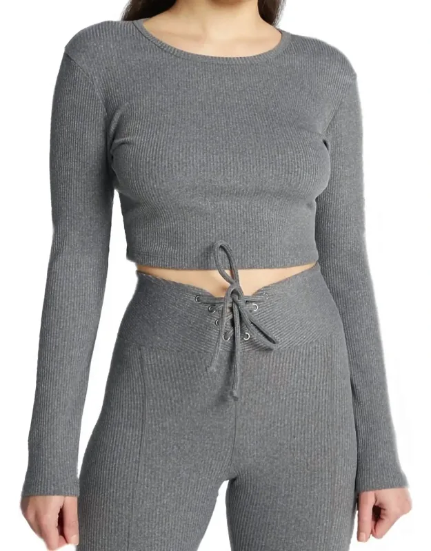 Ribbed Crop Long Sleeve Top