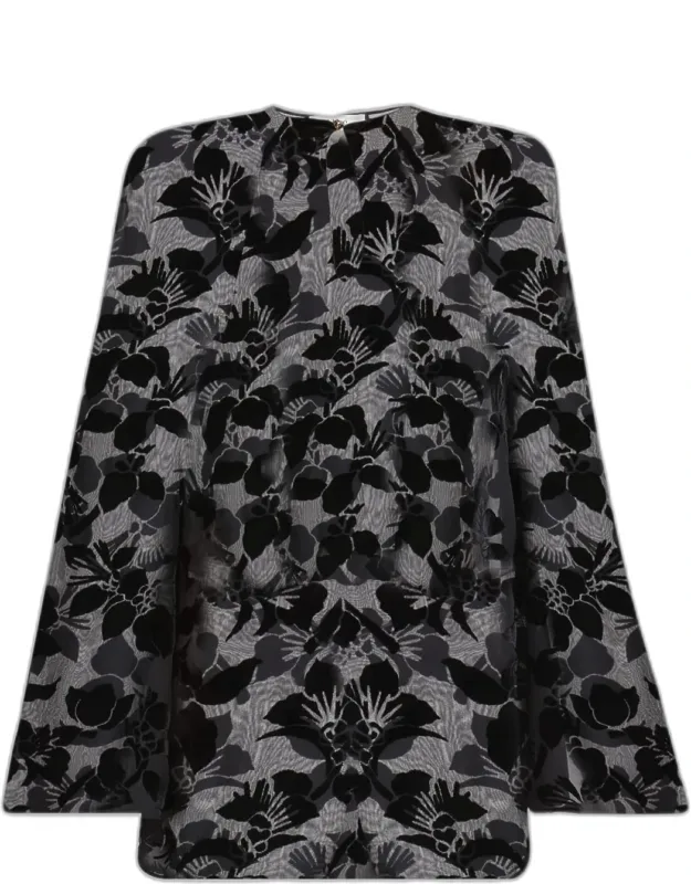 Floral Dévoré Velvet Puff-sleeve Mini Dress