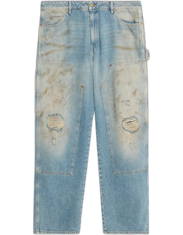 Distressed Sand-washed Painter Jeans