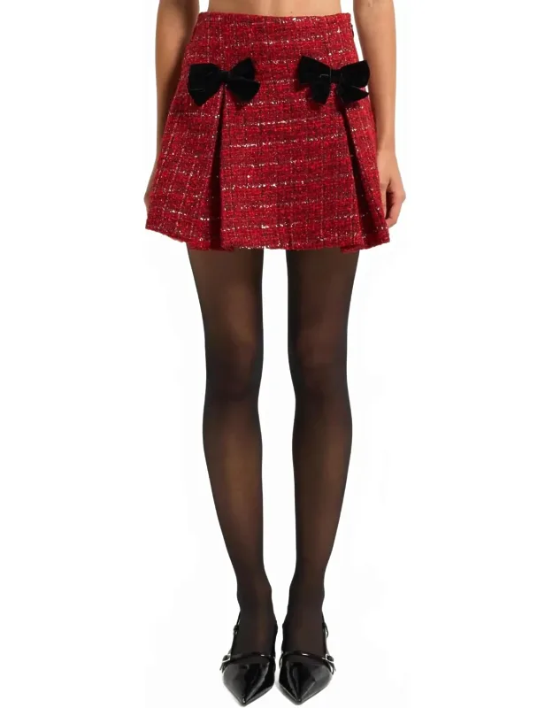 Plaid Mini Skirt With Ribbon Detail