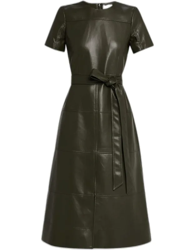 Vegan Leather Midi Dress