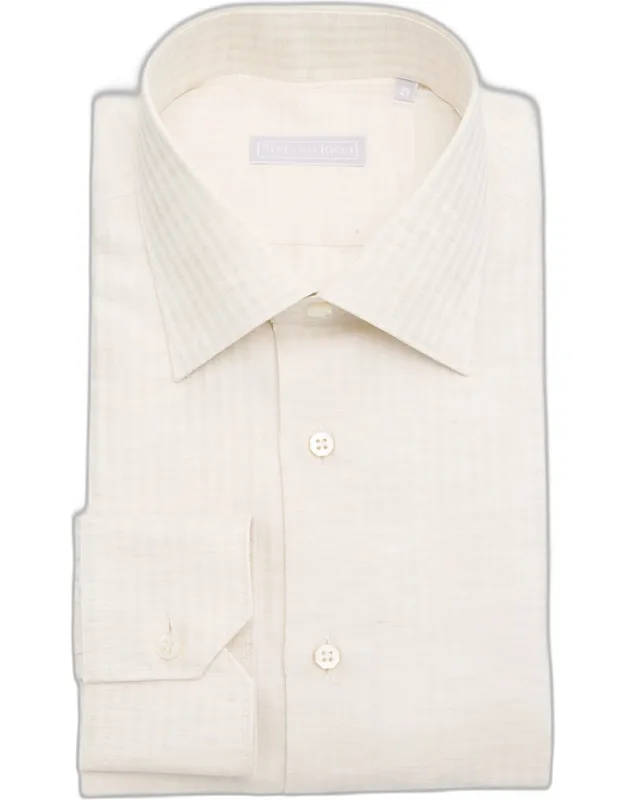 Cotton, Silk, And Linen Stripe Dress Shirt