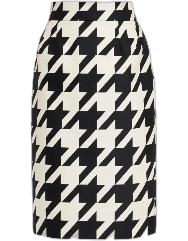 Houndstooth Pencil Skirt