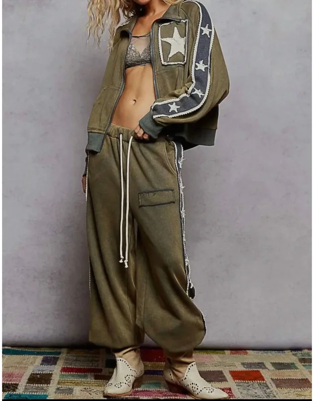 French Terry Star And Striped Jacket And Jogger Set