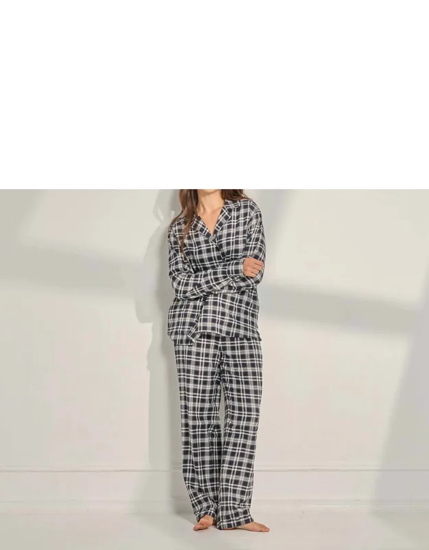 Brushed Flannel Plaid Long Pajama Set