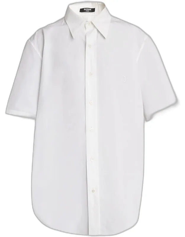 Embroidered Logo Cotton Short-sleeve Shirt