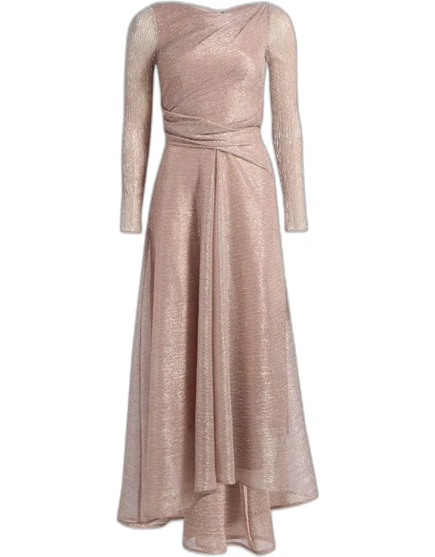 Draped Long-sleeve High-low Dress