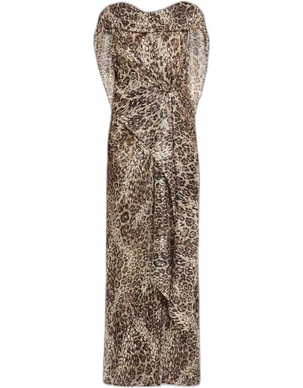 Leopard-print Draped Maxi Dress