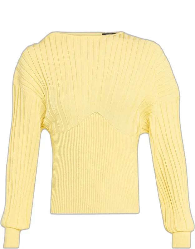 One-shoulder Batwing Rib Sweater