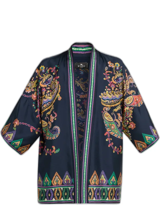 Paisley Silk Open Jacket