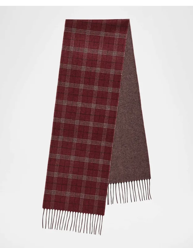 Baltazar Herringbone To Plaid Silk And Cashmere Scarf