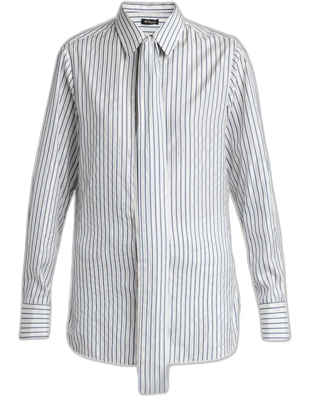 Metallic Striped Silk Neck-tie Shirt
