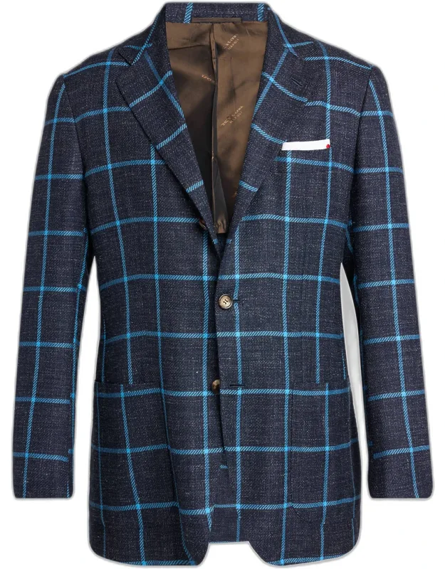 Windowpane Check Cashmere-blend Blazer