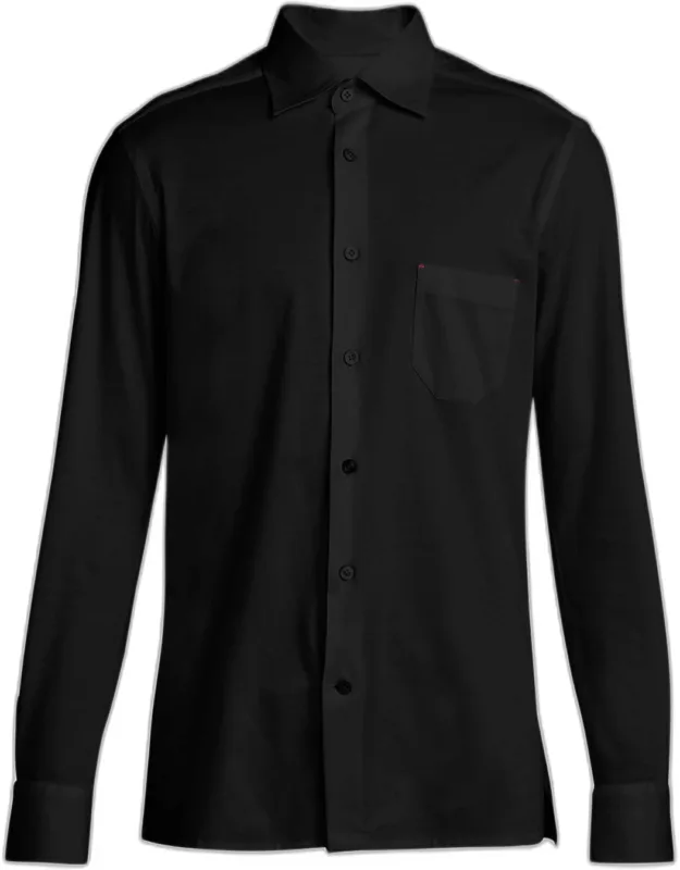 Cotton Jersey Pocket Button-down Shirt