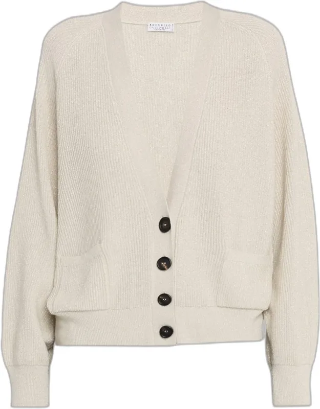 Sparkling Wool Rib V-neck Cardigan