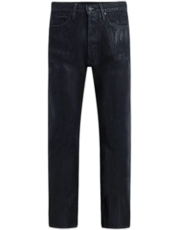 Coated Denim Straight-leg Jeans